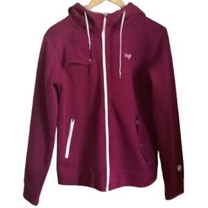 ORAGE Magenta Pink Athletic Athleisure Fleece Hooded Zipper Jacket / Coat Small